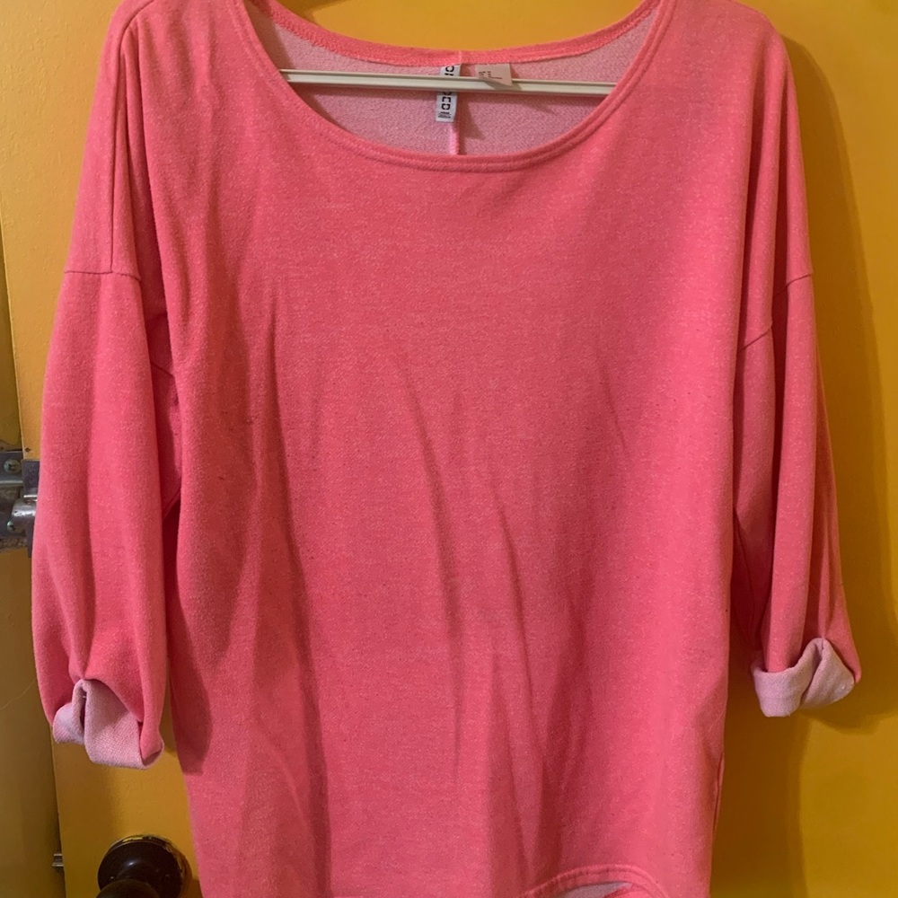 Pink Oversized Long Sleeve Top